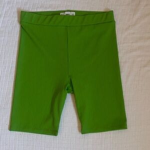 MANGO Vibrant Green Ribbed Shorts